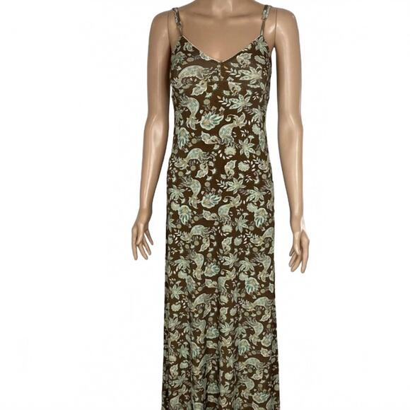 NEW ALESSIA ZAMATTIO women's v-neck jersey slip dress in brown floral